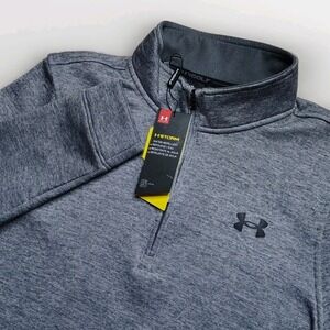 Under Armour Loose Cold Gear 1/4 Zip Fleece Long Sleeve Sweater Gray Mens S NEW